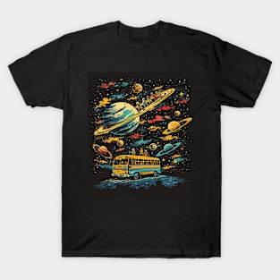 Galactic School Run: Vintage Space Bus Adventure Tee T-Shirt